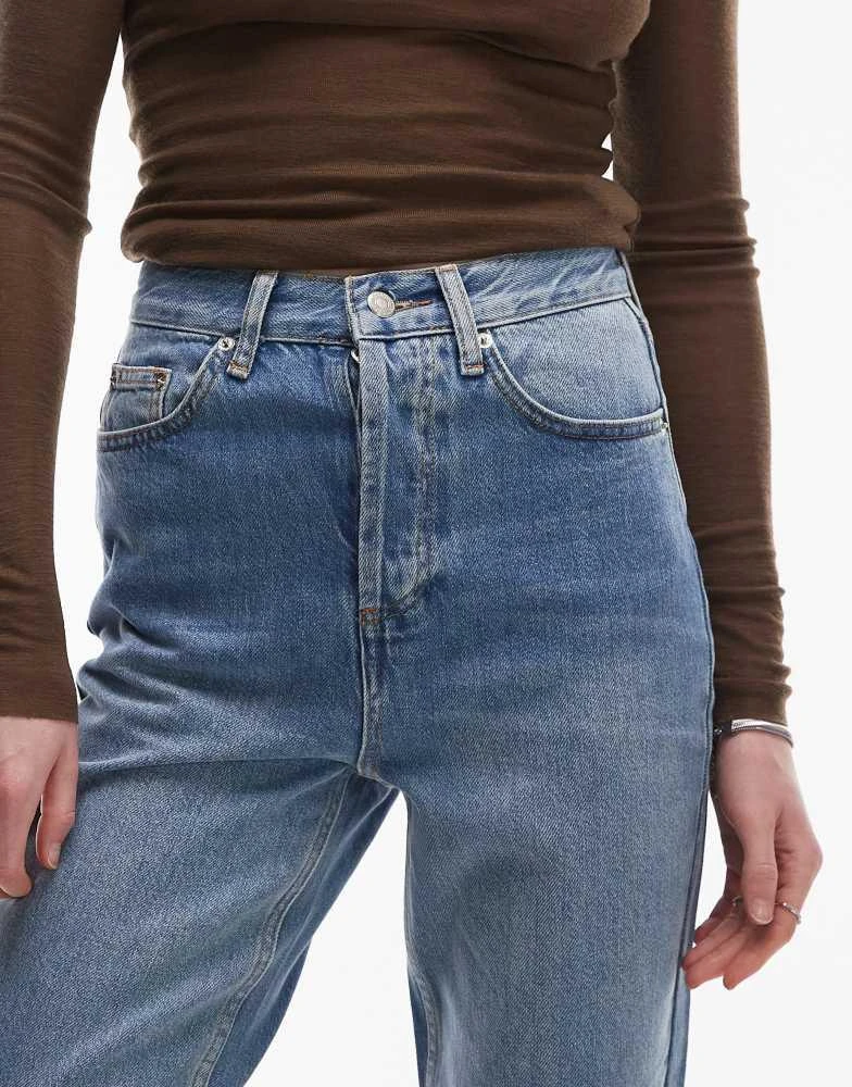 Topshop Topshop Tall Kort high rise straight jean in mid blue 5