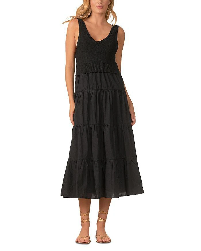 Elan Mixed Media Midi Dress 1