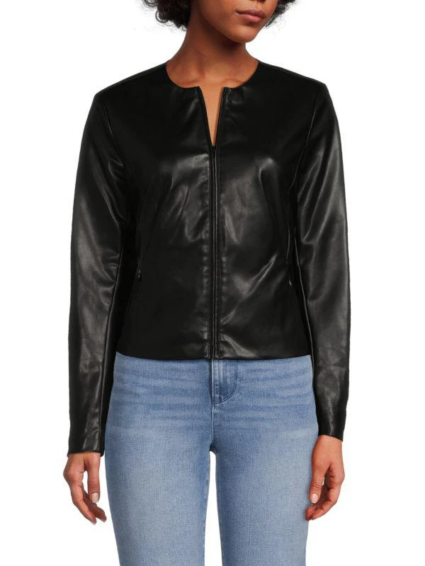 Calvin Klein Splitneck Faux Leather Jacket 1