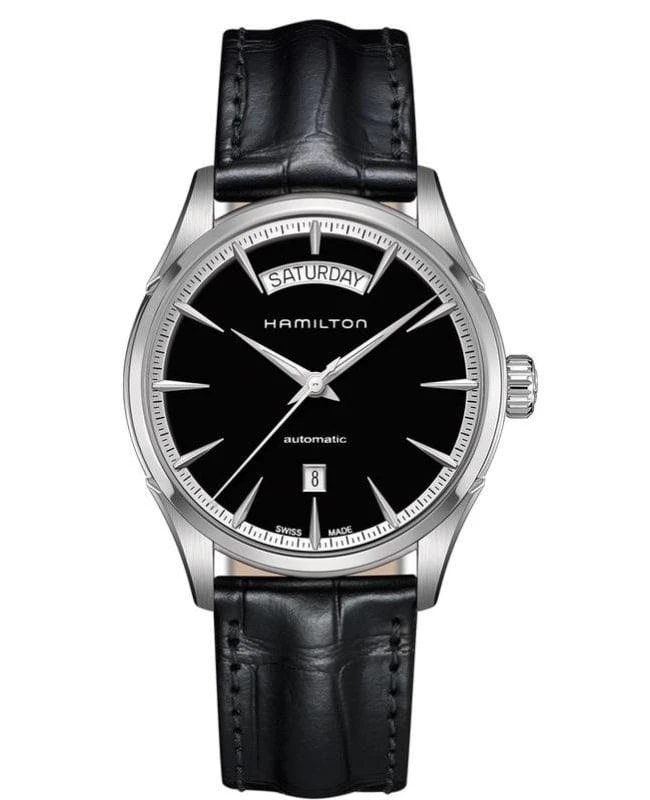 Hamilton Hamilton Jazzmaster Day Date Auto Black Dial Leather Strap Men's Watch H42565731 1
