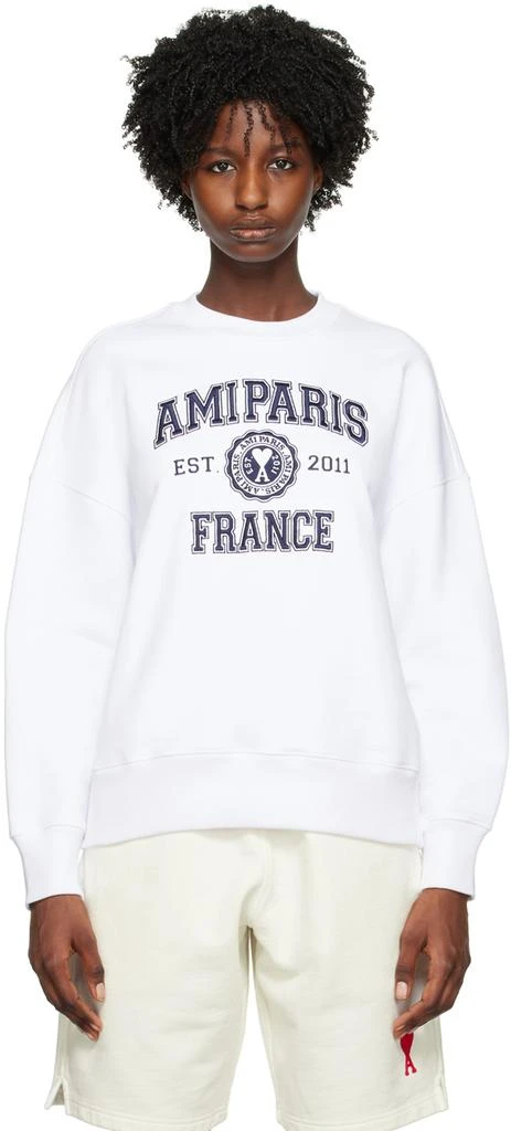 AMI Paris White 'Ami Paris France' Sweatshirt 1