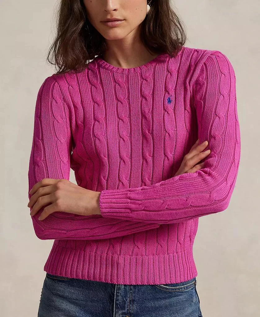Ralph Lauren Women's Cable-Knit Cotton Crewneck Sweater 3