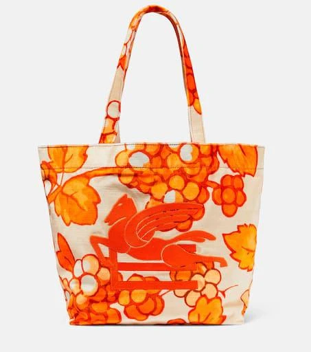 ETRO Pegaso leather-trimmed tote bag 1