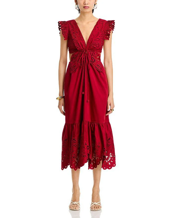 FARM Rio Red Butterfly Midi Dress 7