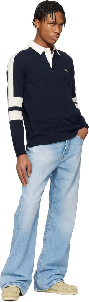 Lacoste Navy & White Colorblock Rugby Polo 4