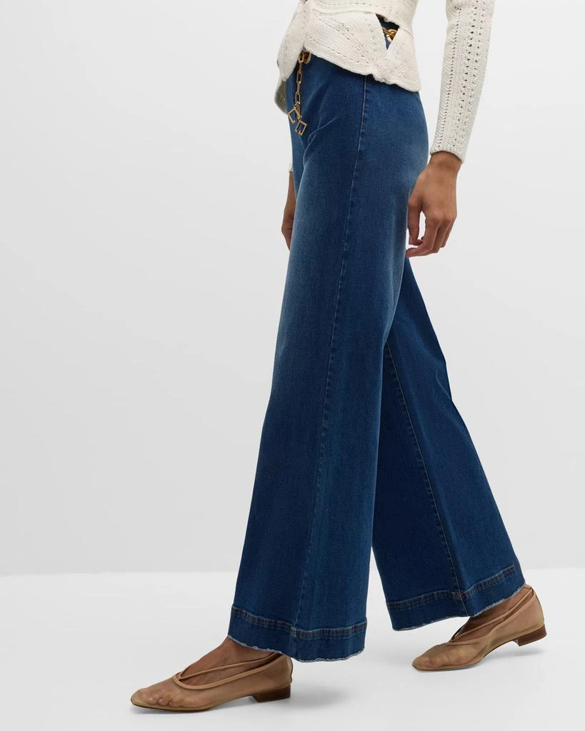 Cult Gaia Sydney Belted Grommet Wide-Leg Denim Pants 7