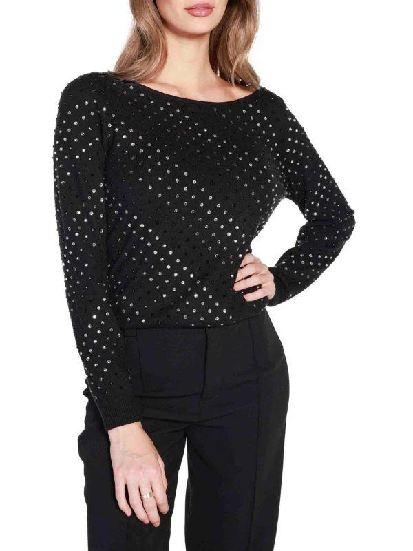belldini Rhinestone Embellished Long Sleeve Sweater 1