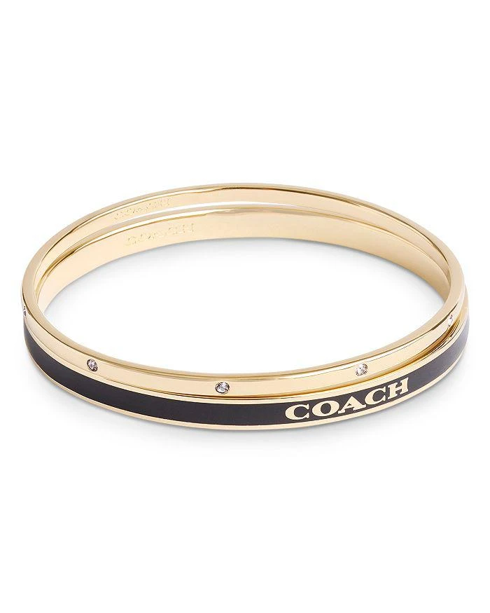 Coach Pavé & Color Inlay Logo Bangle Bracelets, Set of 2 1