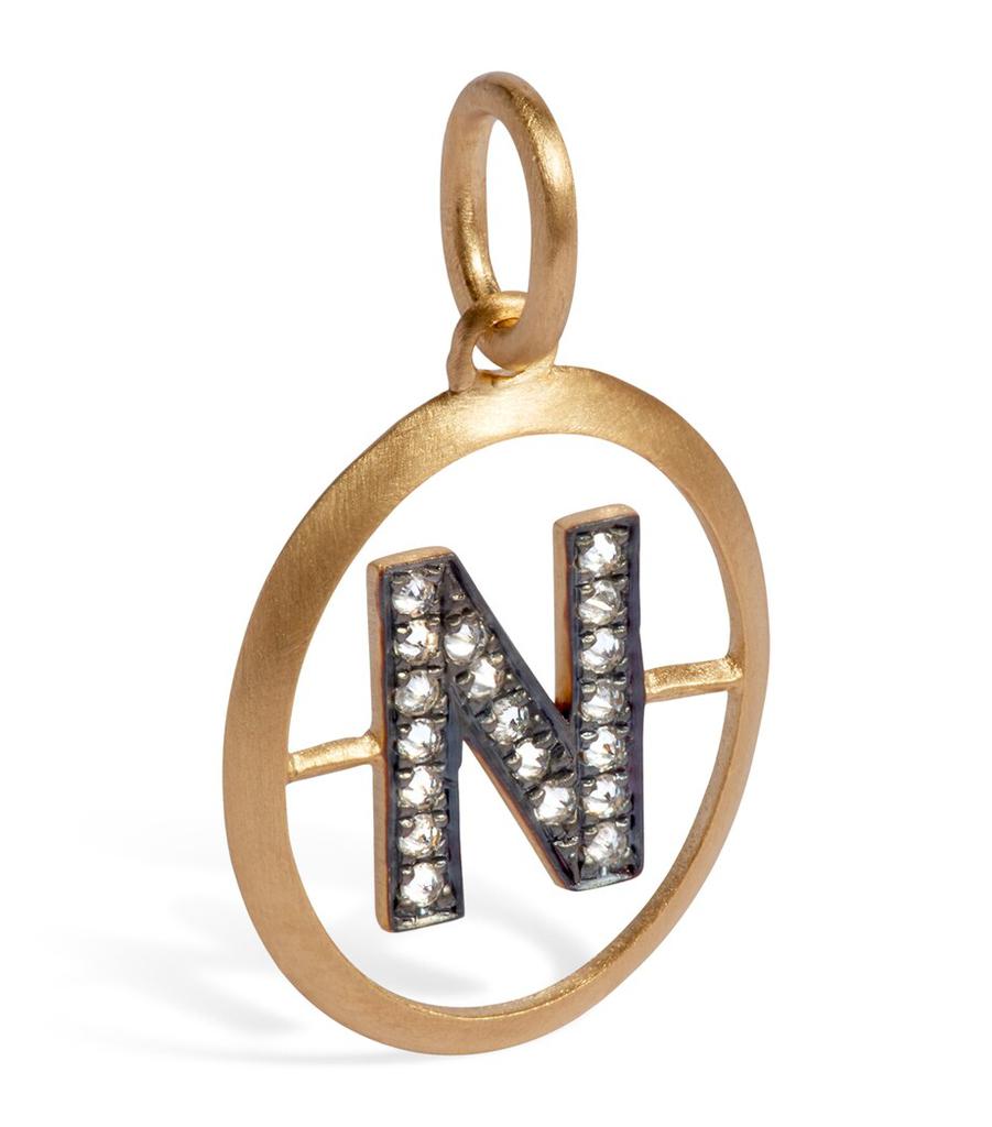 Annoushka Yellow Gold and Diamond N Pendant