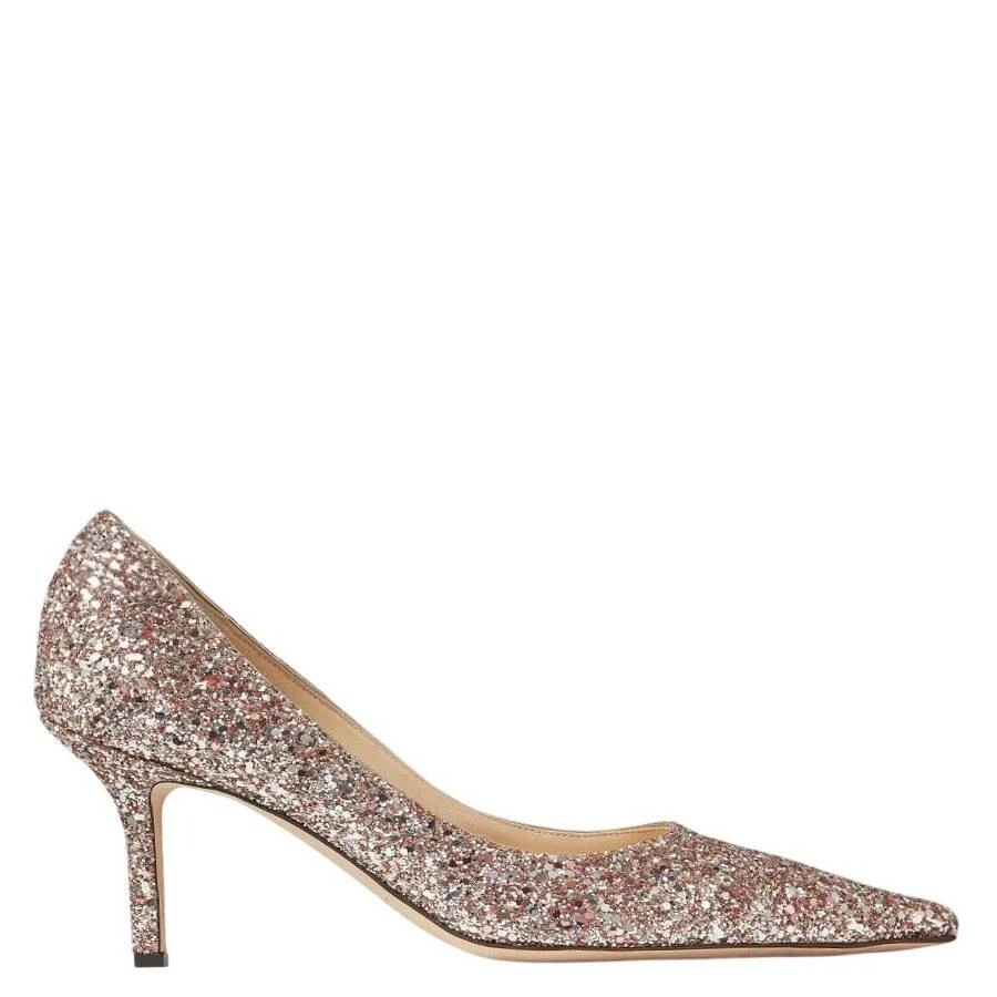 Jimmy Choo Love 65 Rose Coarse Glitter Fabric Pumps