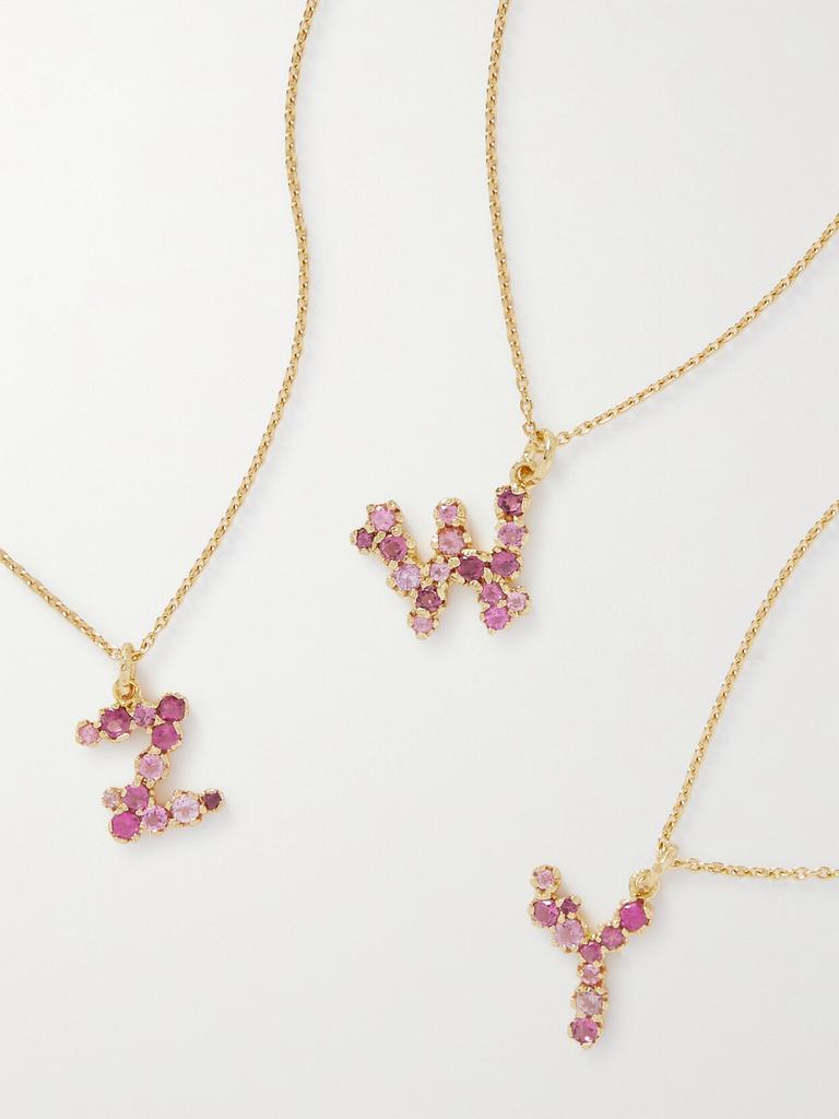 PACHAREE Floret Alphabet 祖母绿镀金项链