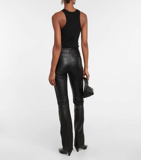 FRAME High-rise flared leather pants 3