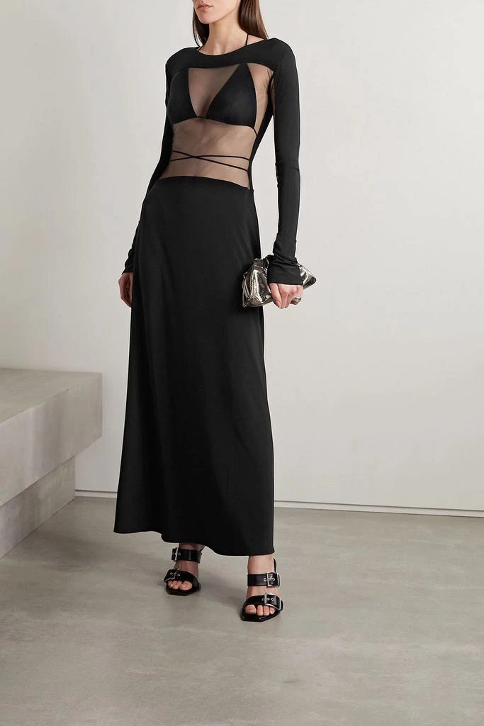 GRACE LING Tulle-paneled stretch-jersey maxi dress 2