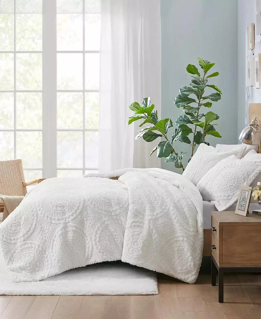 Macy's Arya Embroidered Medallion Faux Fur 3-Pc. Comforter Set 5