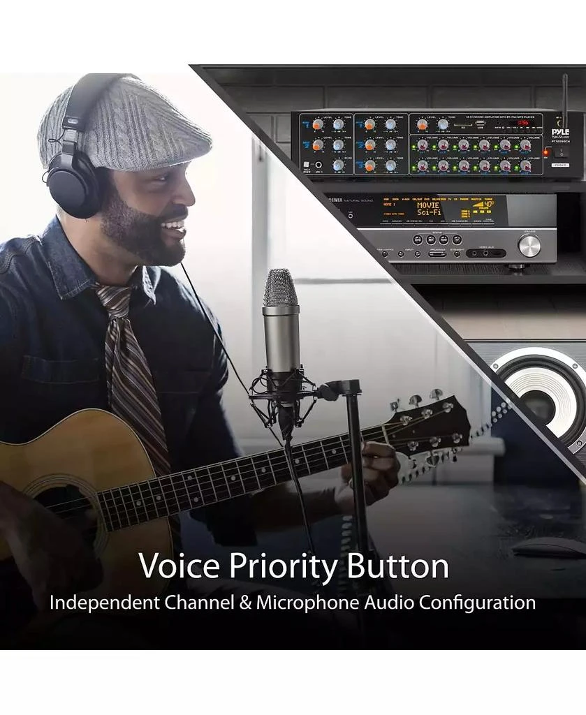 Pyle 12-Channel Audio Karaoke Bluetooth Amplifier - Stage
Studio Sound Mixer Receiver System with Microphone Talk-Over, MP3/USB/SD/AUX, Rack Mount (6000W MAX) 6