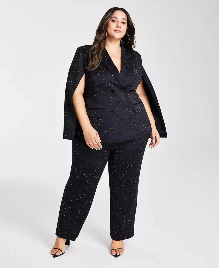Nina Parker Trendy Plus Size Studded Cape Blazer 2