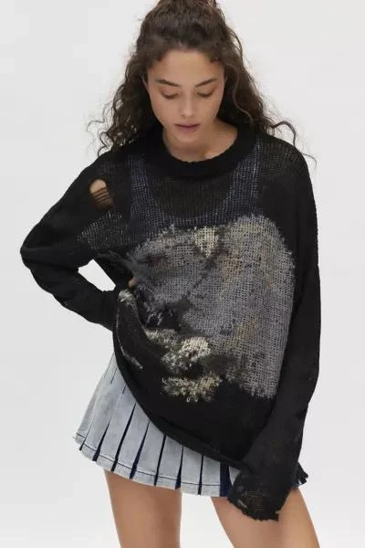 The Ragged Priest The Ragged Priest Ratty Graphic Distressed Knit