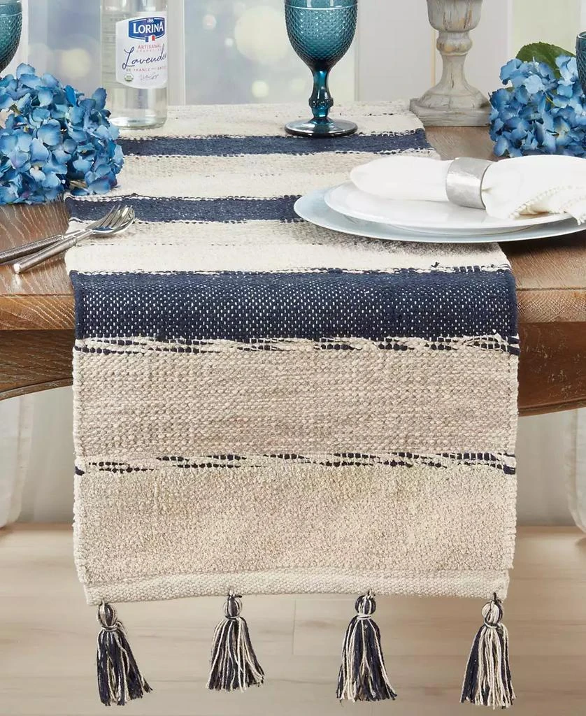 Saro Lifestyle Tasseled Stripe Table Runner 3