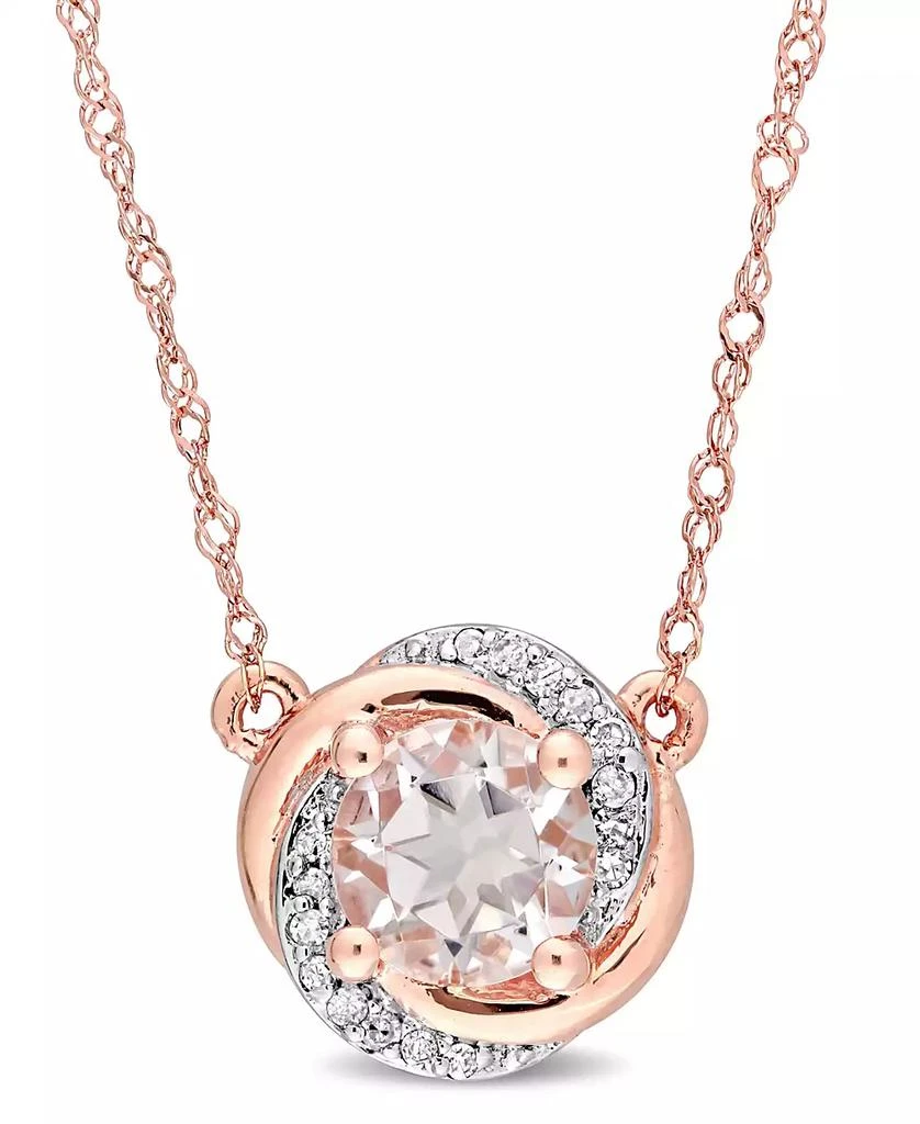 Macy
s Morganite (4/5 ct. t.w.) and Diamond (1/20 ct. t.w.) Swirl Halo 17" Necklace in 10k Rose Gold 1
