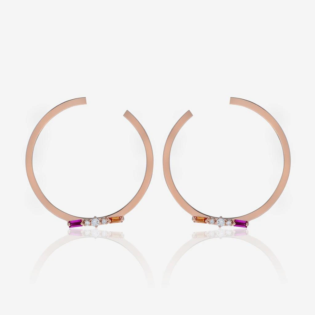 Suzanne Kalan Suzanne Kalan 18K Rose Gold, Pink & Orange Sapphire and Diamond Hoop Earrings BAE407A-RG 1