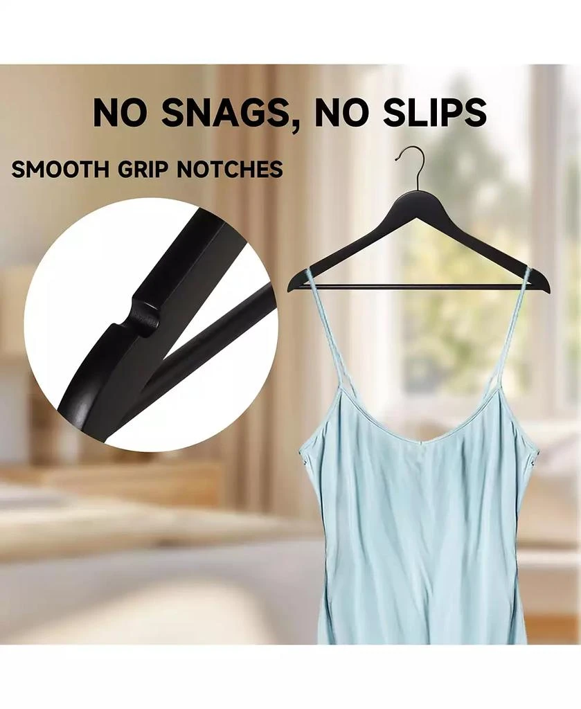 BP4U 36-Pack Premium Wooden Suit Hangers with Non-Slip Pant Bar, Heavy Duty Solid Wood Coat Hangers for Jackets, Shirts, Dresses, Trousers 4