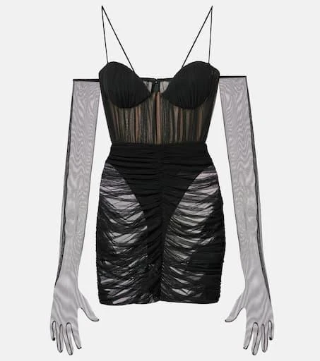 Alex Perry Ruched sheer bustier dress 1