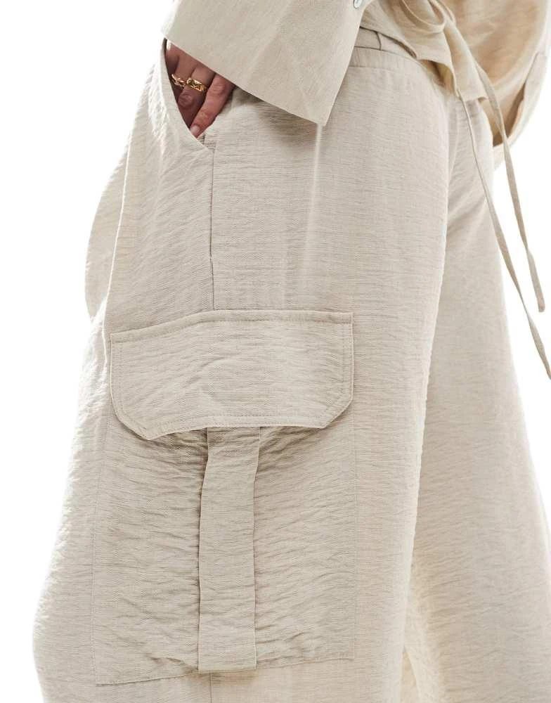 Mango Mango relaxed straight leg co-ord trousers in beige 4