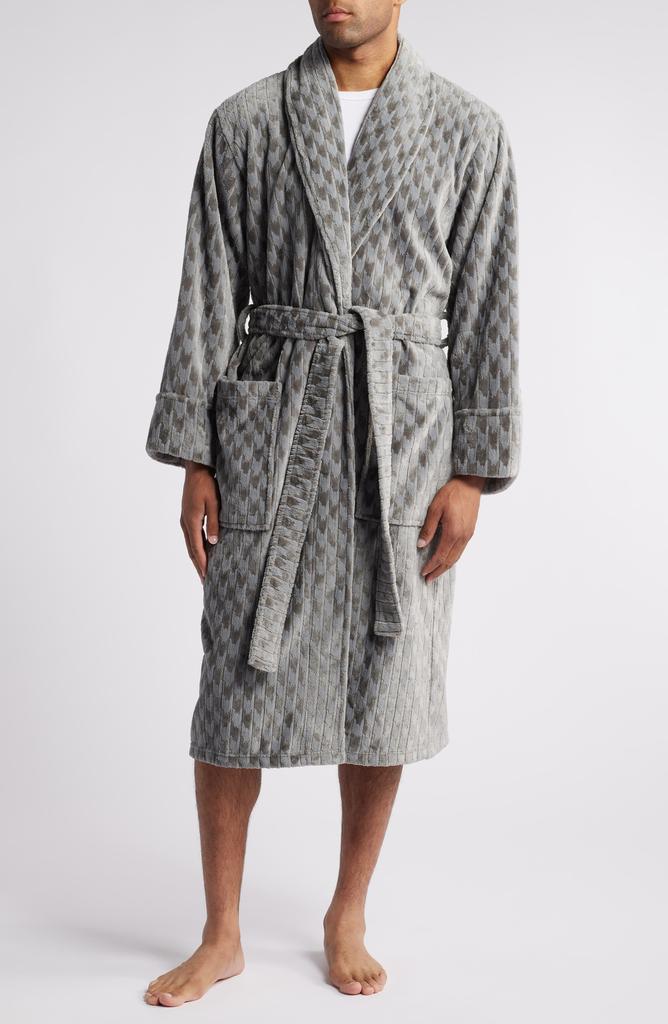 Daniel Buchler Houndstooth Stripe Fleece Robe
