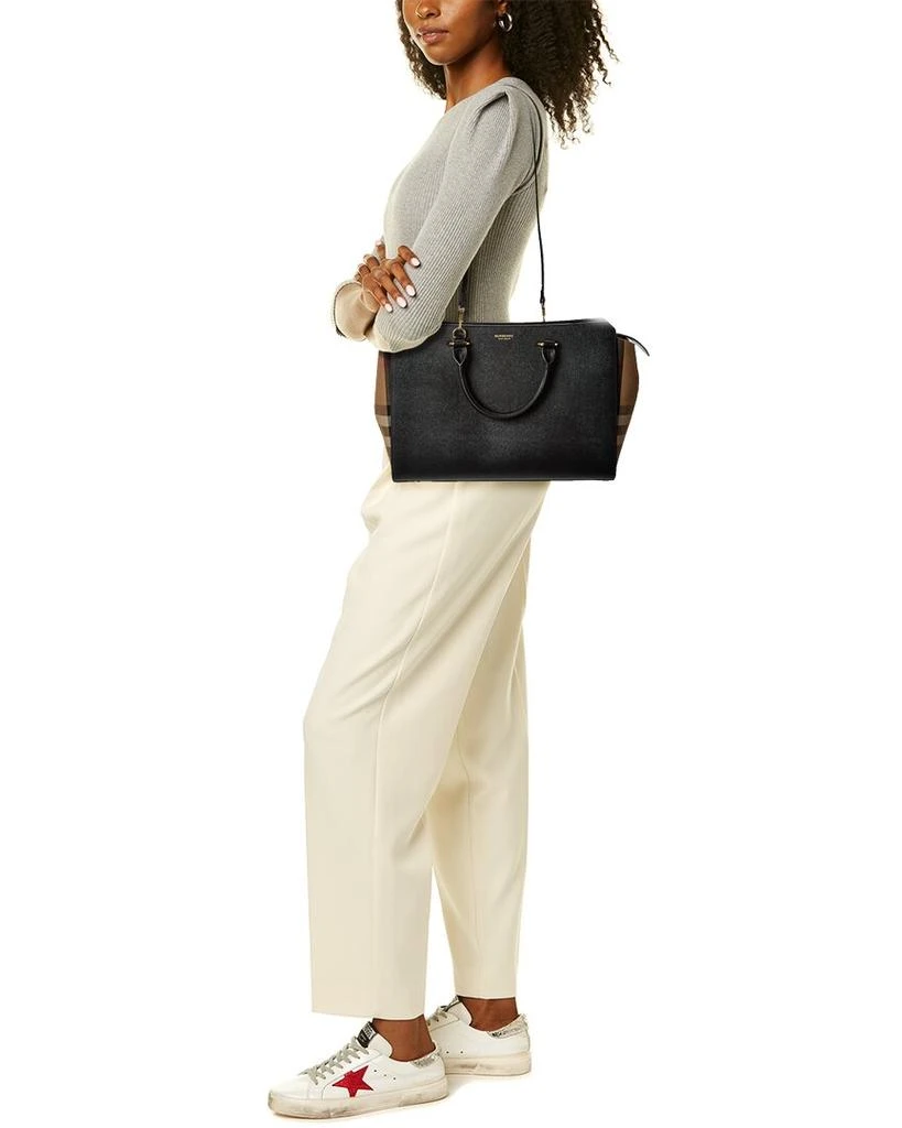 Burberry Banwell Medium Leather 
Check Canvas Satchel 4