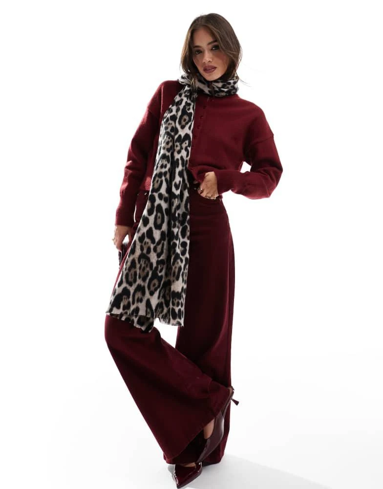 ASOS ASOS DESIGN oversized leopard print scarf 3