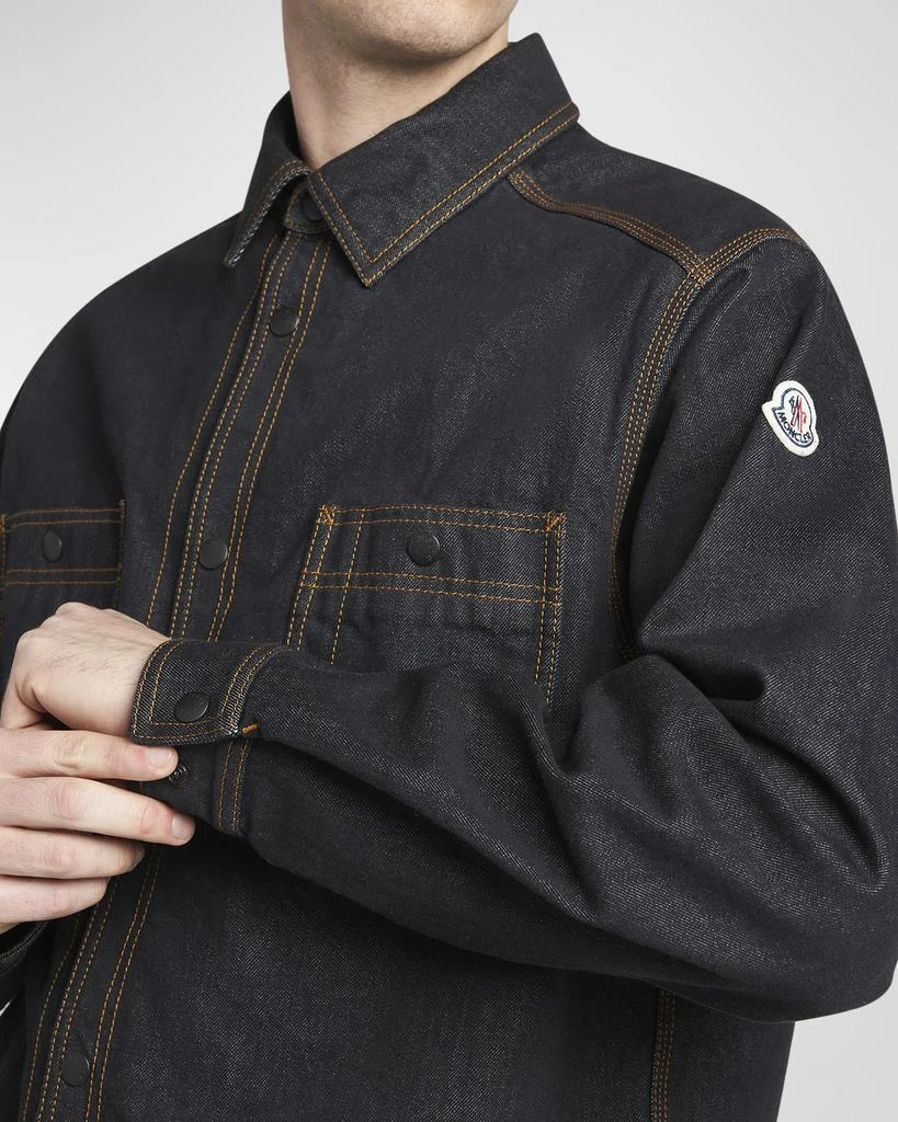 Moncler Men's Contrast Stitch Denim Shirt 5
