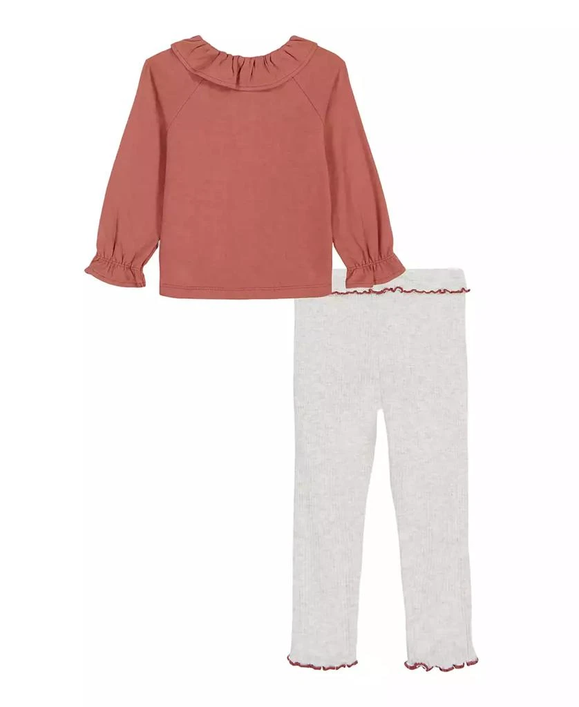Calvin Klein Baby Girls
 Logo Print Peasant Top and Double-Brushed Ribbed Leggings, 2-Piece Set 2