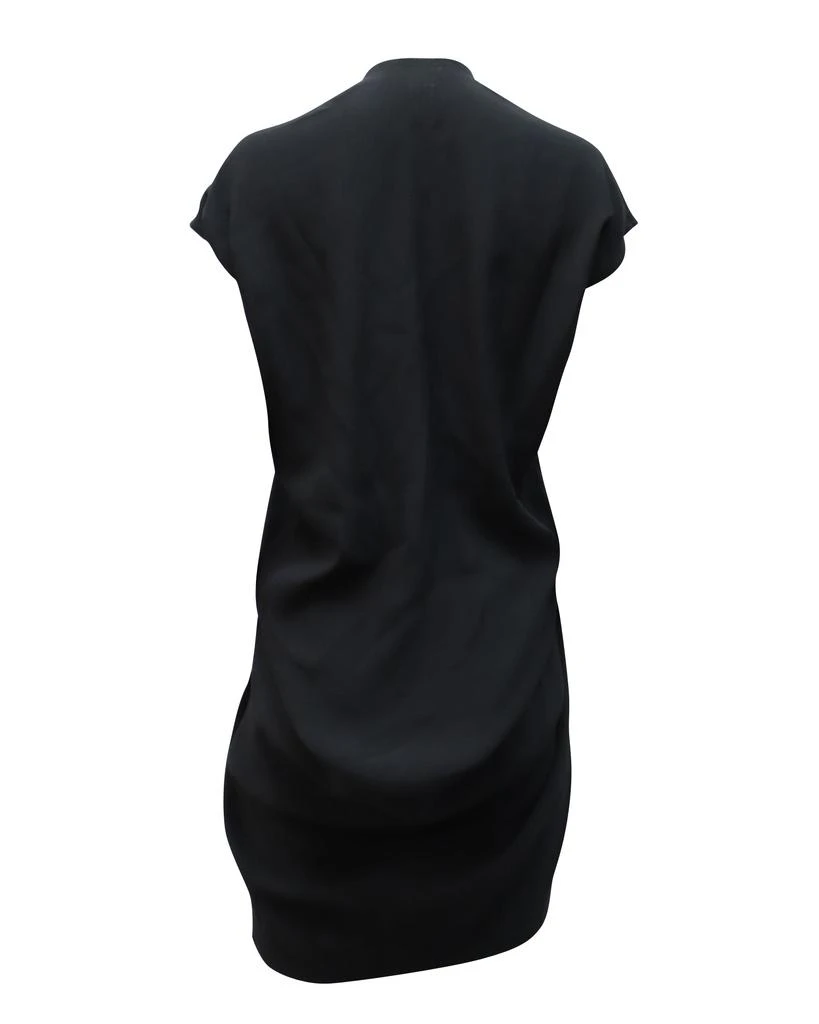 Rick Owens Draped Asymmetrical Midi Dress in Black Cupro 2