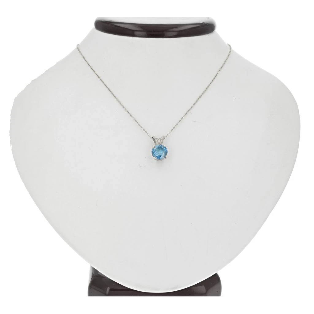 Vir Jewels 1 cttw Blue Diamond Solitaire Pendant Necklace 14K White Gold Round with Chain 3