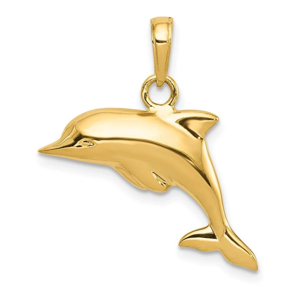 Diamond2Deal 10k Yellow Gold 3-D Dolphin Pendant 3