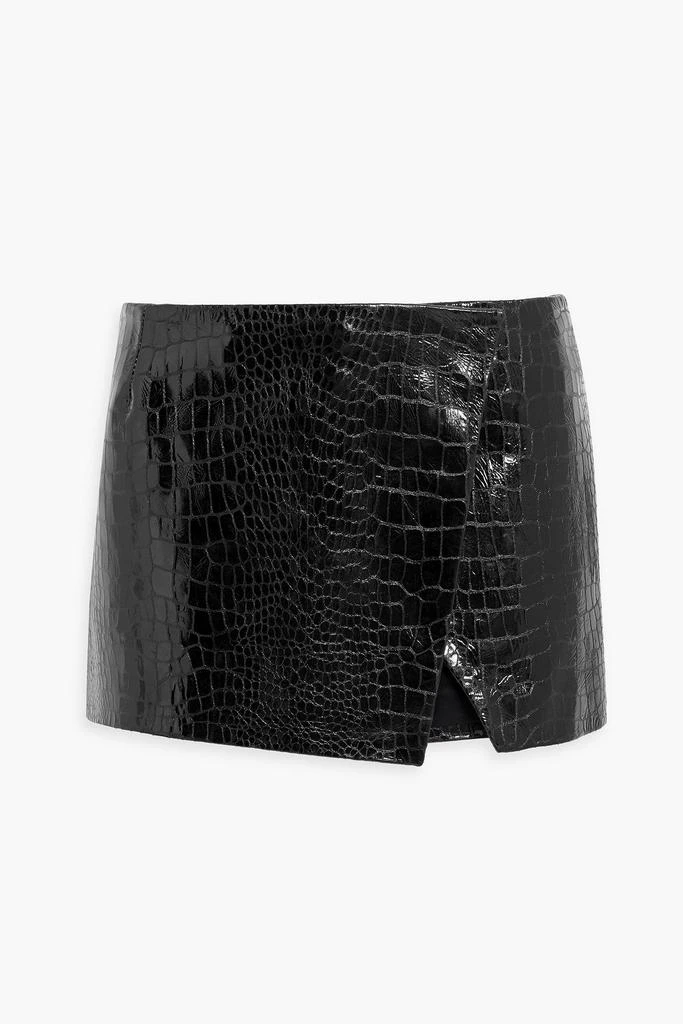 retrofête Christine croc-effect leather mini wrap skirt 1
