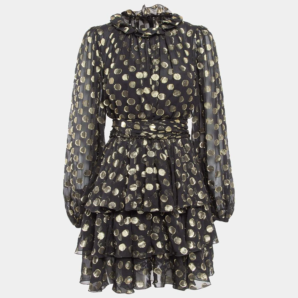knee length dresses for ladies DOLCE & GABBANA BLACK VELVET MINI DRESS W/ FRINGE HEM & RHINESTONE STRAPS main image 1