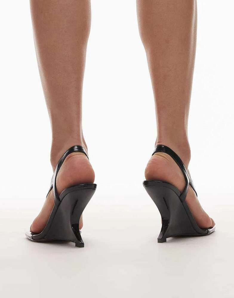 Topshop Topshop Indie wedge sandal in black 4