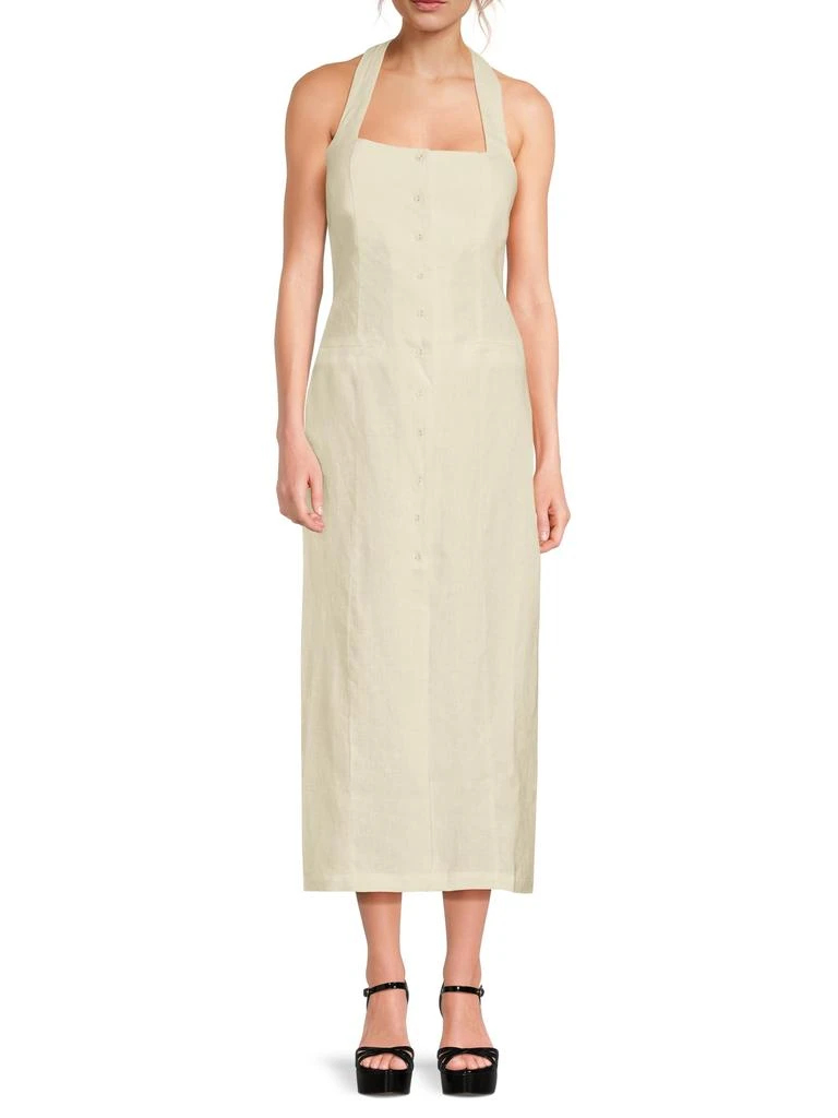 Halter 100% Linen Midi-Dress Halter 100% Linen Midi-Dress