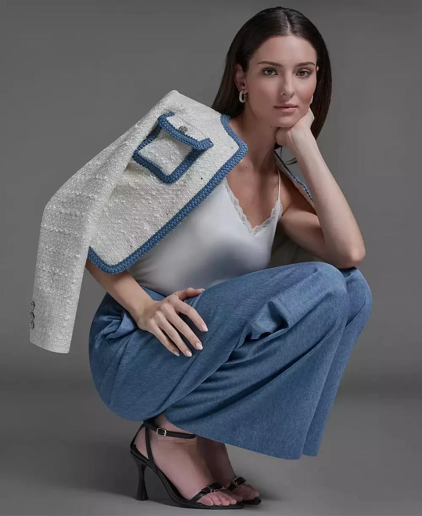 BCBG Women
s High-Rise Denim Wide-Leg Pants 4