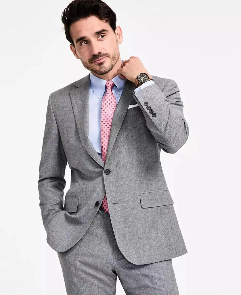 Brooks Brothers Men's Windowpane Wool-Blend Stretch Classic-Fit Suit Jacket 1