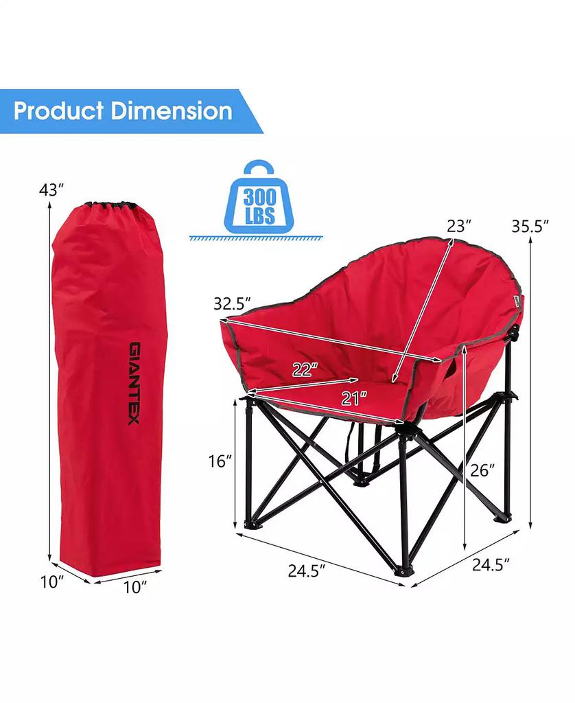 Mecale Folding Camping Moon Padded Chair with Carrying Bag