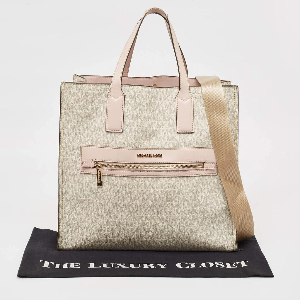 Michael Kors Michael Kors Off White/Pink Signature Coated Canvas Large Kenly Tote 11