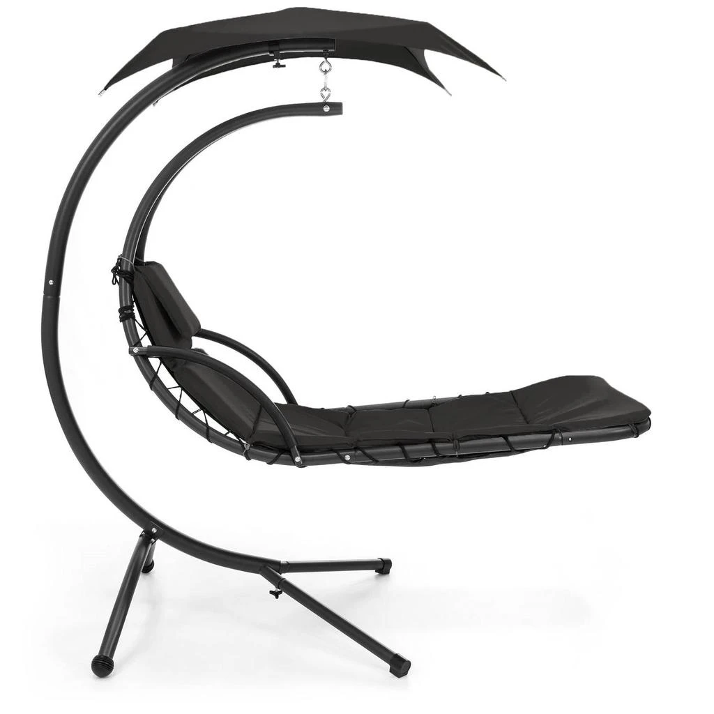 Hivvago Black Single Person Sturdy Modern Chaise Lounger Hammock Chair Porch Swing 3