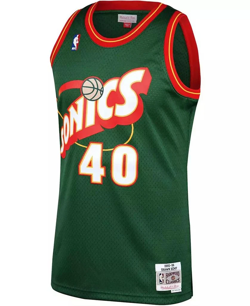 Mitchell and Ness Men's Shawn Kemp Green Seattle Supersonics 1995-96 Hardwood Classics Swingman Jersey 2