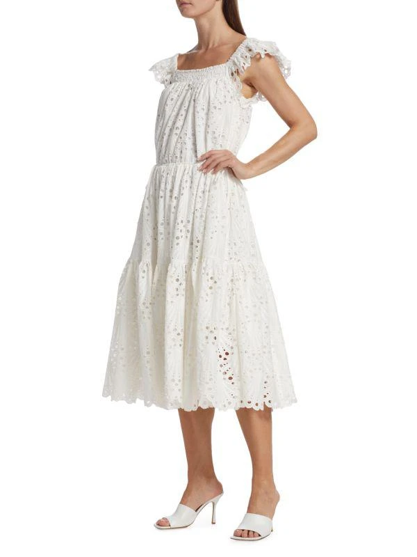 Charina Sarte L’Amour Eyelet Flutter-Sleeve Midi-Dress 3