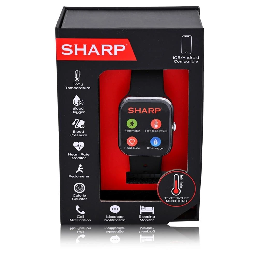 SHARP Unisex Black Silicone Smart Watch 38mm 2