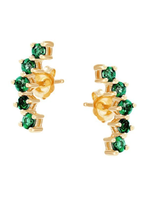 Saks Fifth Avenue 14K Yellow Gold & Emerald Leaf Drop Earrings 3