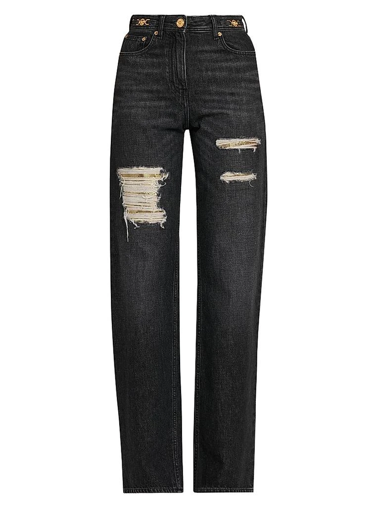 Versace Distressed Mid-Rise Straight Jeans 1
