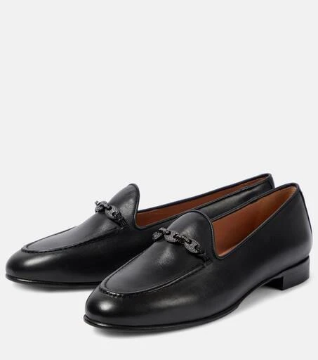 Aquazzura Tasslimo embellished leather loafers 5